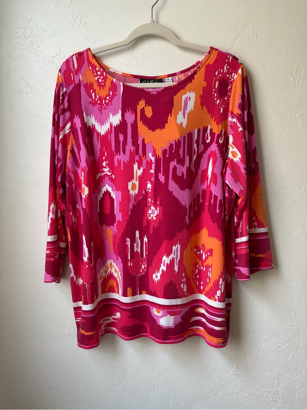 NWT Bob Mackie Wearable Art Abstract Ikat Print Tunic Top XL